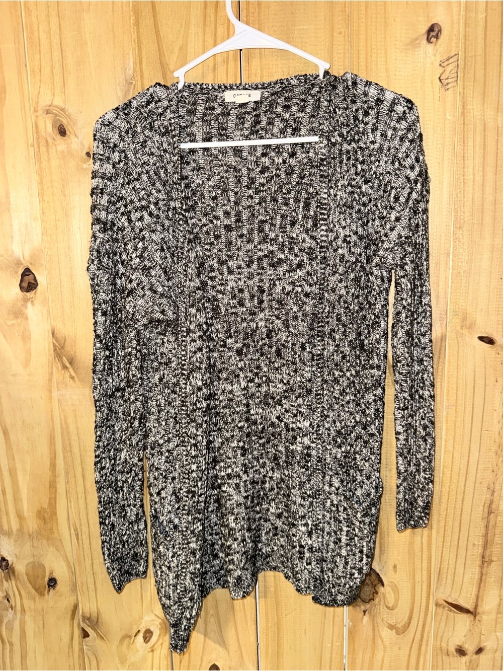 Garage Black & White Marled Open-Front Cardigan